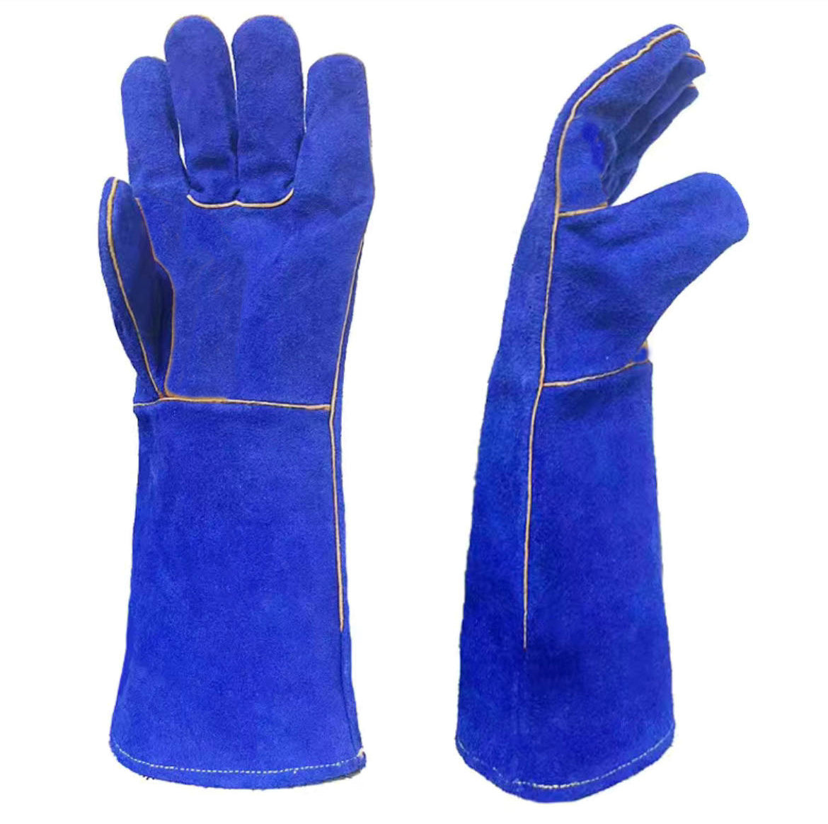 Welding Gloves, Long Sleeve 15.5 Inches, Heat & Flame Resistant Cowhide Protection Gloves