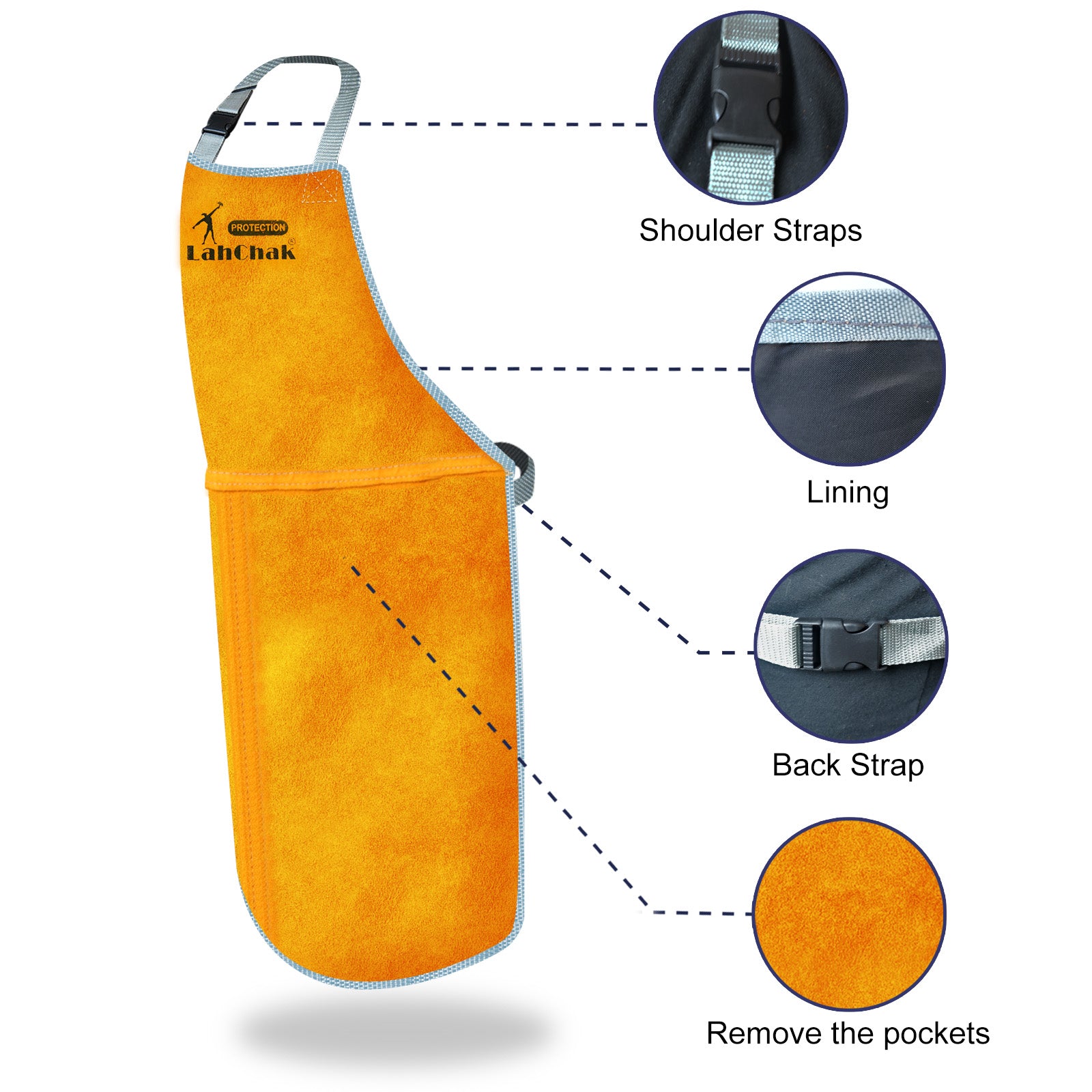 Leather Work Shop Apron with pocket, Buckle straps, Heat & Flame Resistant Heavy Duty Welding Apron