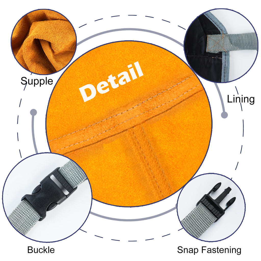 Leather Work Shop Apron with pocket, Buckle straps, Heat & Flame Resistant Heavy Duty Welding Apron