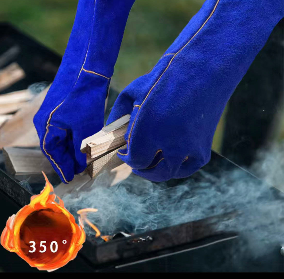 Welding Gloves, Long Sleeve 15.5 Inches, Heat & Flame Resistant Cowhide Protection Gloves