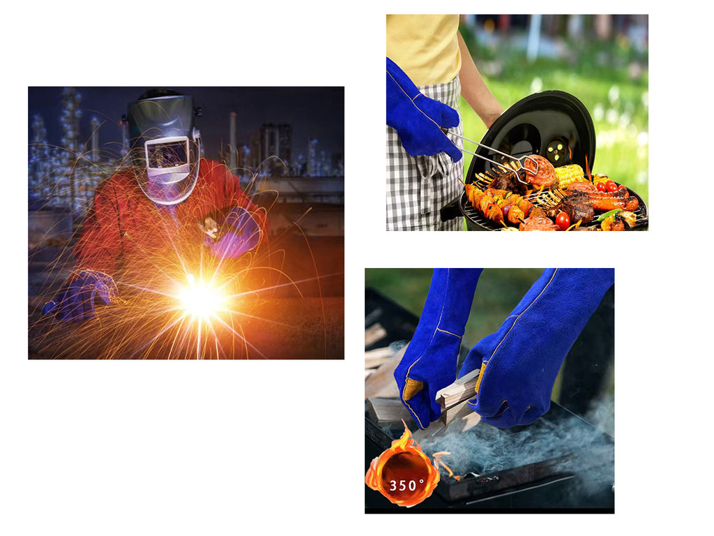 Welding Gloves, Long Sleeve 15.5 Inches, Heat & Flame Resistant Cowhide Protection Gloves