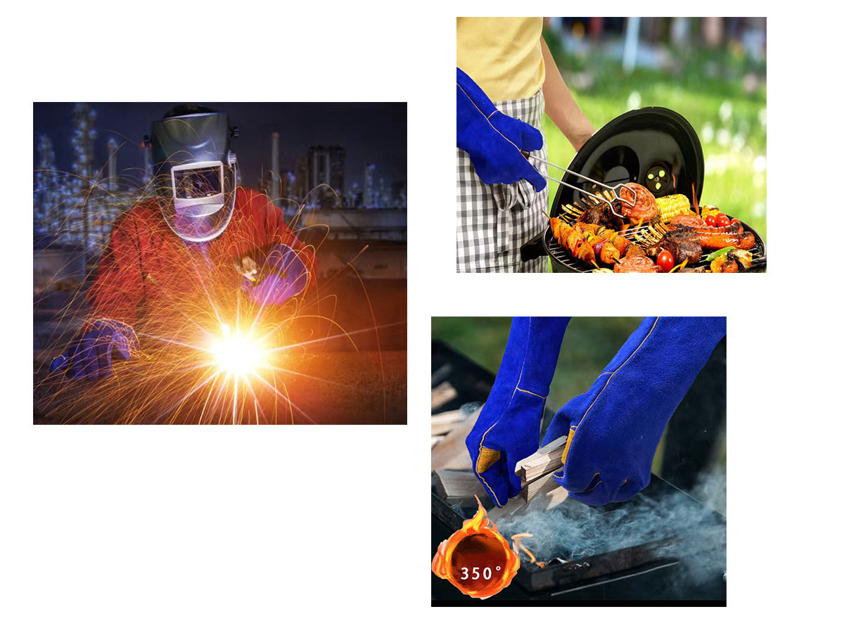 Welding Gloves, Long Sleeve 15.5 Inches, Heat & Flame Resistant Cowhide Protection Gloves