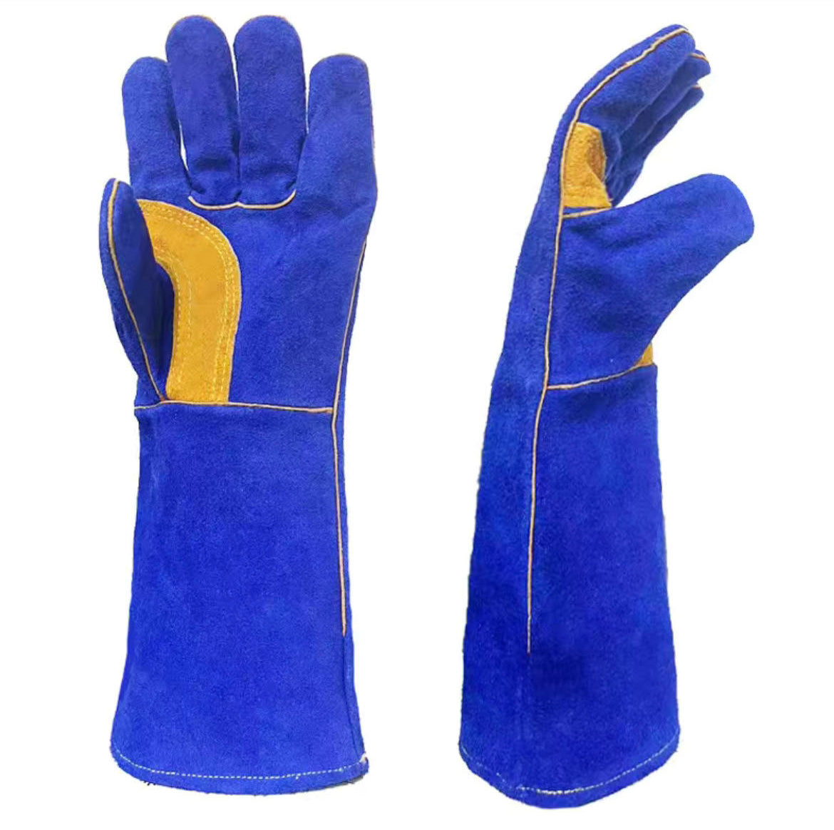 Welding Gloves, Long Sleeve 15.5 Inches, Heat & Flame Resistant Cowhide Protection Gloves