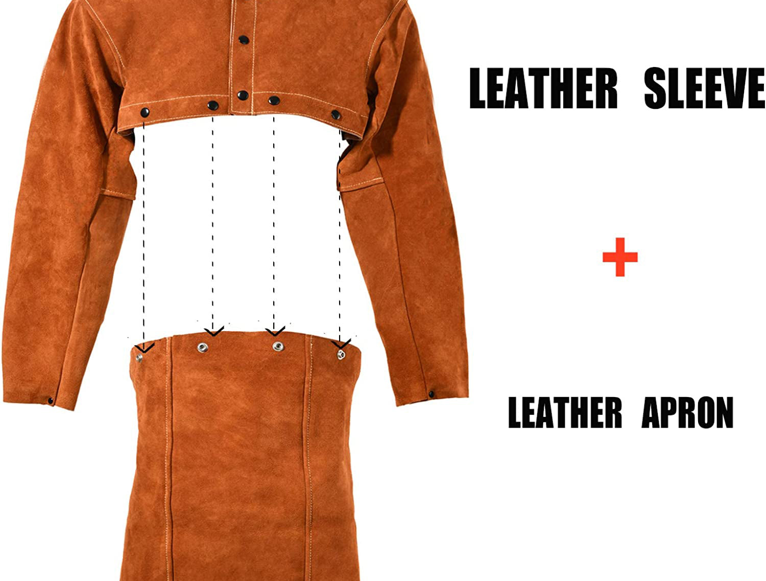 Leather Welding Jacket, Heavy Duty Welding Apron with Sleeve, Heat & Flame-Resistant Jacket