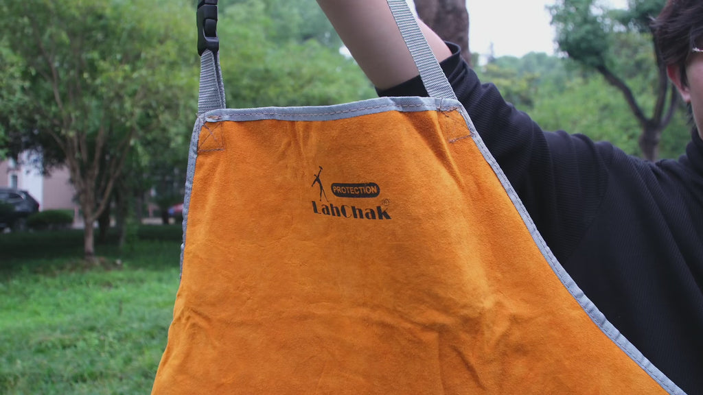 Leather Work Shop Apron with pocket, Buckle straps, Heat & Flame Resistant Heavy Duty Welding Apron
