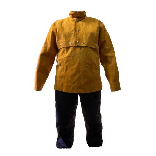 Leather Welding Jacket, Heavy Duty Welding Apron with Sleeve, Heat & Flame-Resistant Jacket